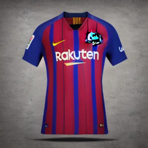 Image similar to FC Barcelona soccer jersey, realistic, 4k, uhd, real life