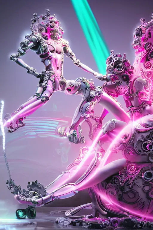 Image similar to full-body rococo and cyberpunk style neon statue of a muscular attractive Liam Payne macho dotado e rico android sim roupa reclining con las piernas abertas e la piroca dura, glowing white laser eyes, prince crown of pink gears, diamonds, swirling silver-colored silk fabric. futuristic elements. full-length view. space robots. human skulls. intricate artwork by caravaggio. Trending on artstation, octane render, cinematic lighting from the right, hyper realism, octane render, 8k, depth of field, 3D