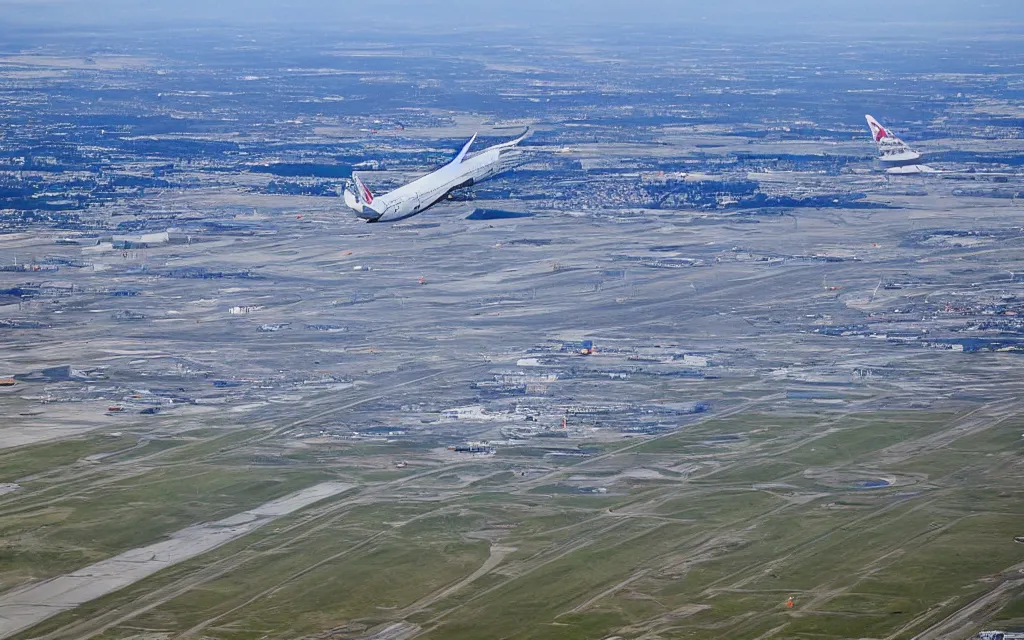 Prompt: planeview phonepic of the approach flight to the brussels airport