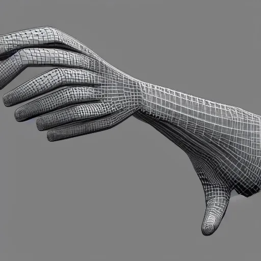 Prompt: 3 d scan of a human hand, rendered in blender 3 d, intricate detail