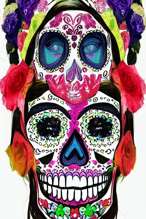 Image similar to Illustration of a sugar skull day of the dead girl, art by john chamberlain