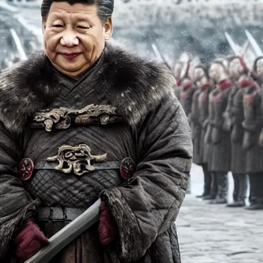 Prompt: xi jinping in game of thrones, cinematic still, hdr