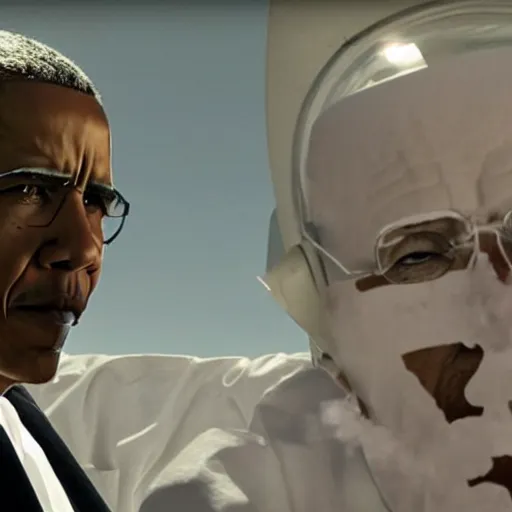 Prompt: a still of obama as walter white in breaking bad