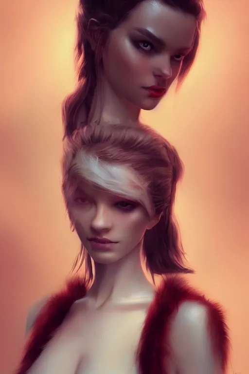 Image similar to furry female, fashion photography, concept art, costume design, illustration, symmetrical face and body, single face, cinematic color grading, editorial photo, fashion, hyperrealism, trending on artstation, Charlie Bowater, WLOP, detailed, elegant