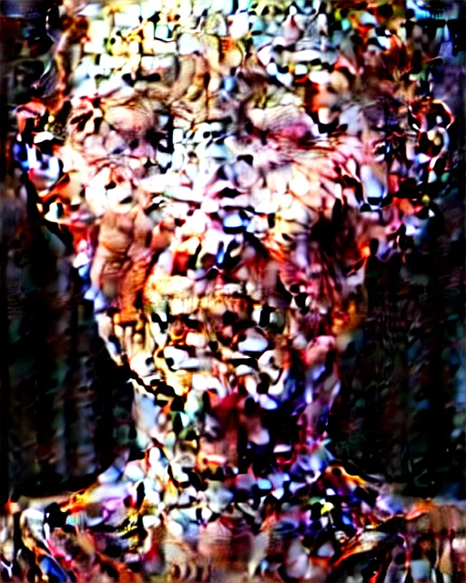 Image similar to close up portrait of anne heche with no eyes and wrinkly hands for face drawn by beksinski, high definition