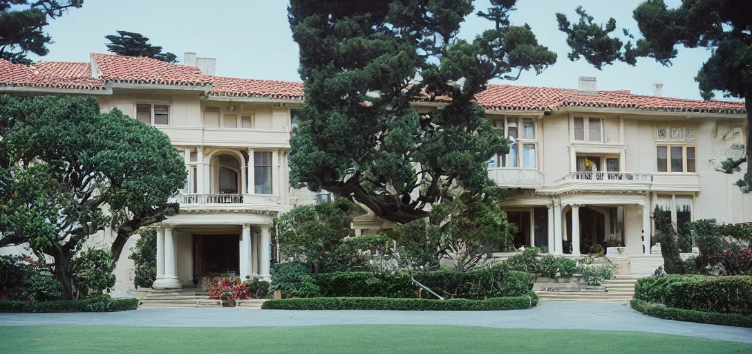 Image similar to stockbroker's mansion in monterey, ca. fujinon premista. portra 8 0 0.