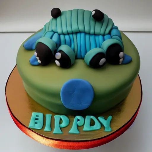 Prompt: tardigrade birthday cake