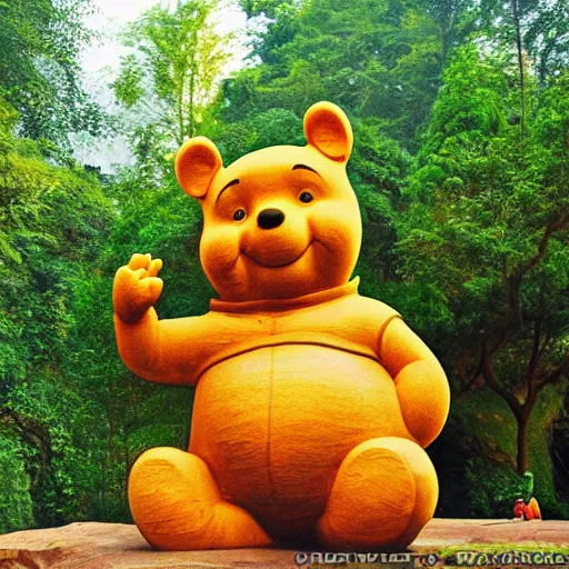 Prompt: leshan giant buddha as winnie the pooh