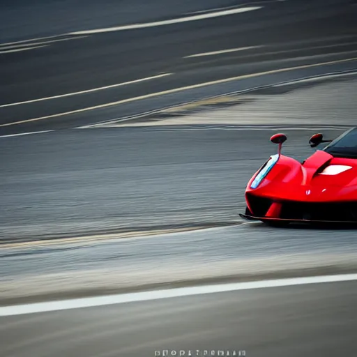 Prompt: 4K HD, high detail photograph,shot with Sigma f/ 4.2 , 250 mm sharp lens, overlap perspective, becoming the subject extreme wide shot ,shallow depth of field : (subject= ferrari laferrari and lewis hamilton + subject distance = very far + high detailed light refraction , high level texture render)