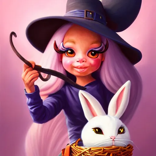 Image similar to painting of Trixie Lulamoon pulling a rabbit out of her hat, extremely detailed, trending on artstation, Artstation HQ, deviantart, by Artgerm, by Justin Gerard