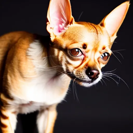 Image similar to a feline chihuahua - cat - hybrid, animal photography