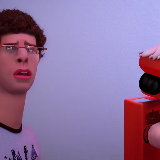 Image similar to napoleon dynamite playing with dynamite 3 d studiomax, maya 3 d, unrealengine, 4 k, 8 k,