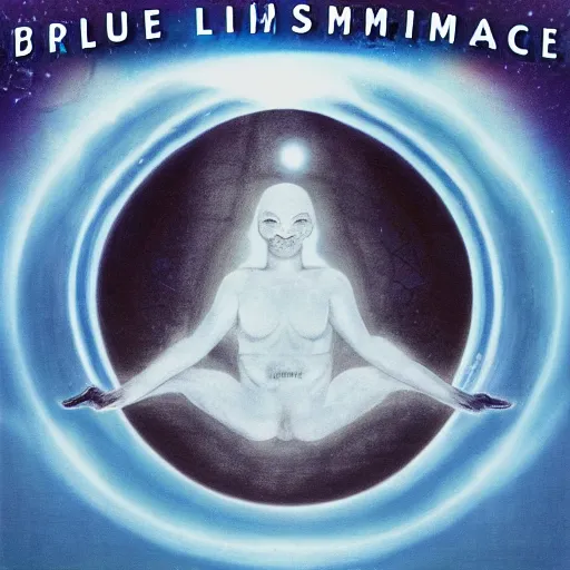 Prompt: blue liminal space album cover