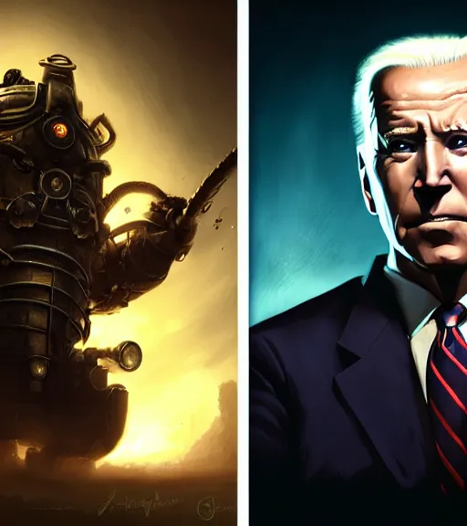 Image similar to joe biden, by artgerm, by greg rutkowski, bioshock screenshot, fallout new vegas screenshot, patriot