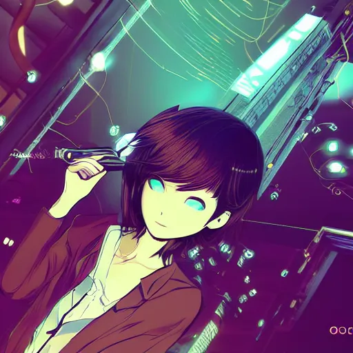 Image similar to Frequency indie album cover, luxury advertisement, blue filter, blue and black colors. Clean and detailed post-cyberpunk sci-fi close-up schoolgirl in asian city in style of cytus and deemo, blue flame, relaxing, calm and mysterious vibes, by Tsutomu Nihei, by Yoshitoshi ABe, by Ilya Kuvshinov, by Greg Tocchini, nier:automata, set in half-life 2, Matrix, GITS, Blade Runner, Neotokyo Source, Syndicate(2012), dynamic composition, beautiful with eerie vibes, very inspirational, very stylish, with gradients, surrealistic, dystopia, postapocalyptic vibes, depth of field, mist, rich cinematic atmosphere, perfect digital art, mystical journey in strange world, beautiful dramatic dark moody tones and studio lighting, shadows, bastion game, arthouse