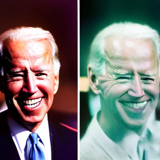 Image similar to photo of joe biden with milk poured on his face, cinestill, 800t, 35mm, full-HD