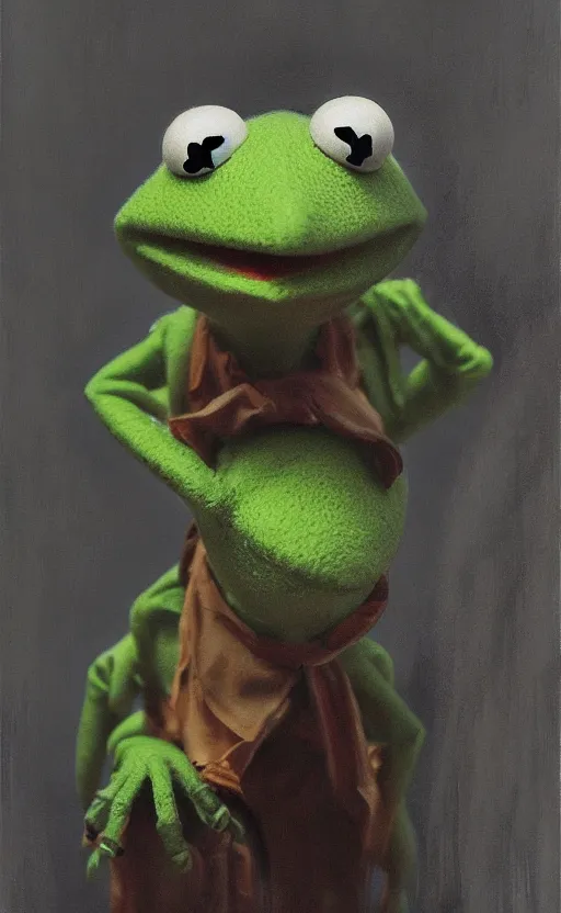 Prompt: kermit the frog by zhaoming wu, nick alm