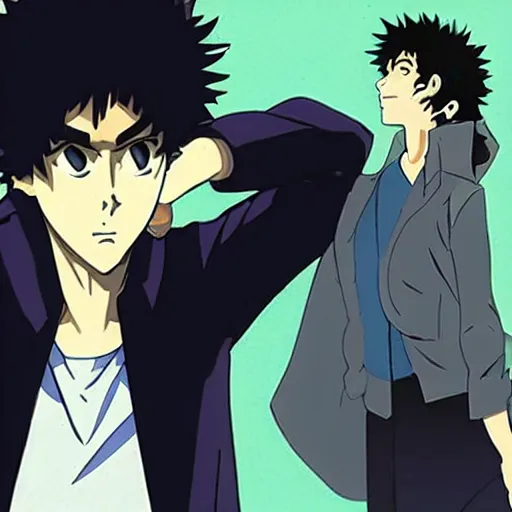 Image similar to spike spiegel wearing techwear, anime