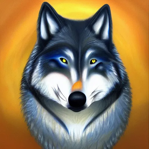 Image similar to very very fat retarded wolf, painting