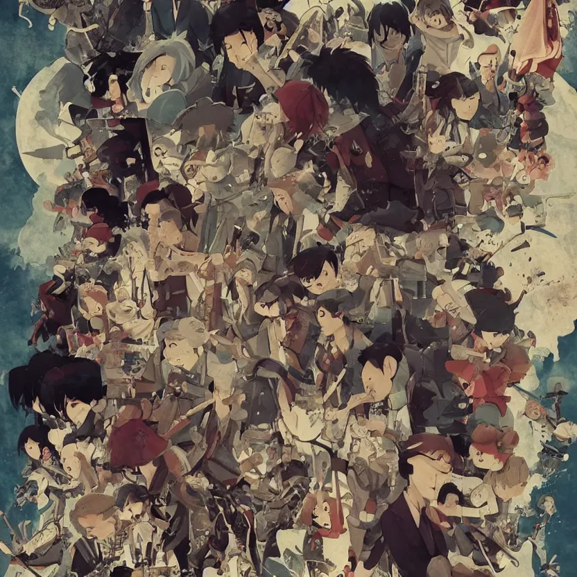 Image similar to poster for a japanese film animation called the 3 minutes to midnight, 8 k, hd, dustin nguyen, akihiko yoshida, greg tocchini, greg rutkowski, cliff chiang