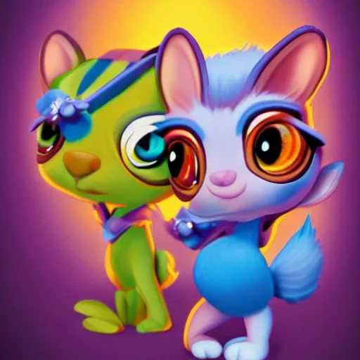 Prompt: 3d_Littlest_Pet_Shop_furry beings_Spring_theme_nature_sparkling_master_painter_and_art_style_of_Noel_Coypel