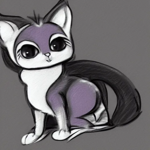 Image similar to littlest pet shop cat charcoal drawing highly detailed render