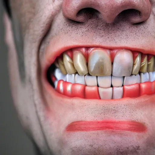 Prompt: the teeth man, 4 k, hyperrealistic