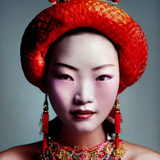Prompt: photo of chinese beauty by Martin Schoeller by Terry Richardson by Richard Avedon, colorful, sharpen, 4k resolution, 85mm, award winning, detailed