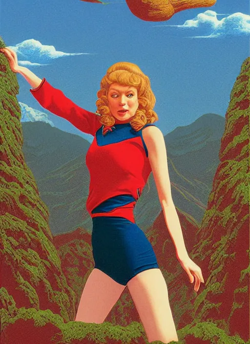 Image similar to portrait of talyor swift cheerleader, twin peaks poster art, from scene from twin peaks, by michael whelan, maxfield parrish, artgerm, retro, nostalgic, old fashioned