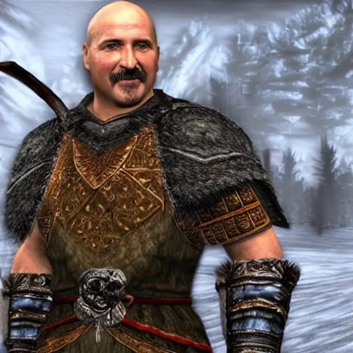 Prompt: Alexander Lukashenko as a Jarl in The Elder Scrolls V: Skyrim