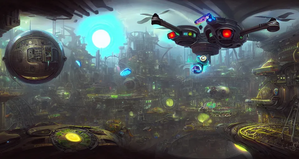 Prompt: beijin in cyperpunk setting, lots of drones, big eye is watching, futurism, distopia, by tyler edlin