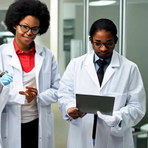 Prompt: black scientists in a futuristic clinic