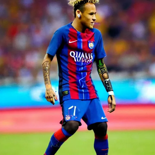 Image similar to neymar becomes a cyborg.