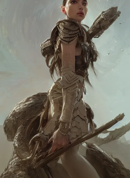 Image similar to a professional portrait of a beautiful young female, clothed in ethereal battle armor, olive skin, long dark hair, beautiful bone structure, symmetrical facial features, intricate, elegant, digital painting, concept art, smooth, sharp focus, finely detailed, illustration, from Valerian and the City of a Thousand Planets, in the style of Ruan Jia and Mandy Jurgens and Artgerm and Greg Rutkowski and William-Adolphe Bouguerea