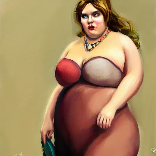 Image similar to fat woman fashion, gucci catwalk, oil painting, digital art, ultradetailed, artstation