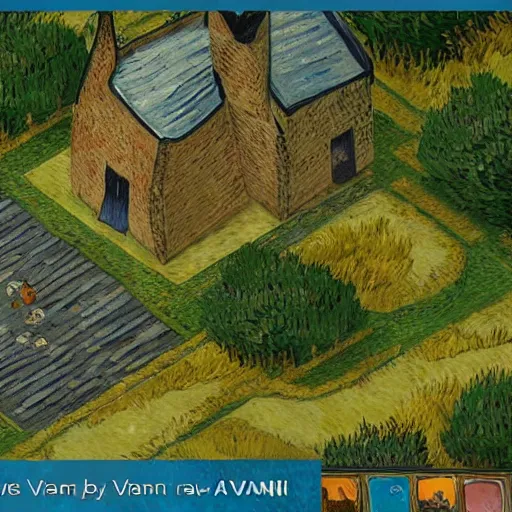 Prompt: rpg game painted by Van Gogh, isometric