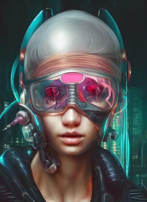 Image similar to beautiful, young cyberpunk ninja woman, extremely detailed gorgeous face, looks realistic, hyper-detailed portrait, sad eyes tears, vaporwave aesthetic, synthwave, magical, fantasy, ninchaku , artist Artgerm i and WLOP