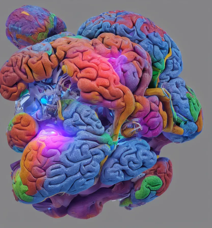 Prompt: 3 d model of anatomically correct human brain, unreal engine, artstation, photorealistic, octane render, colorful