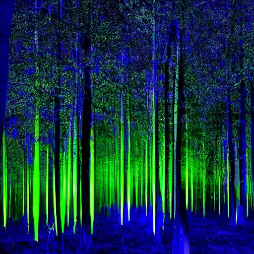 Prompt: rgb chroma forest in the night