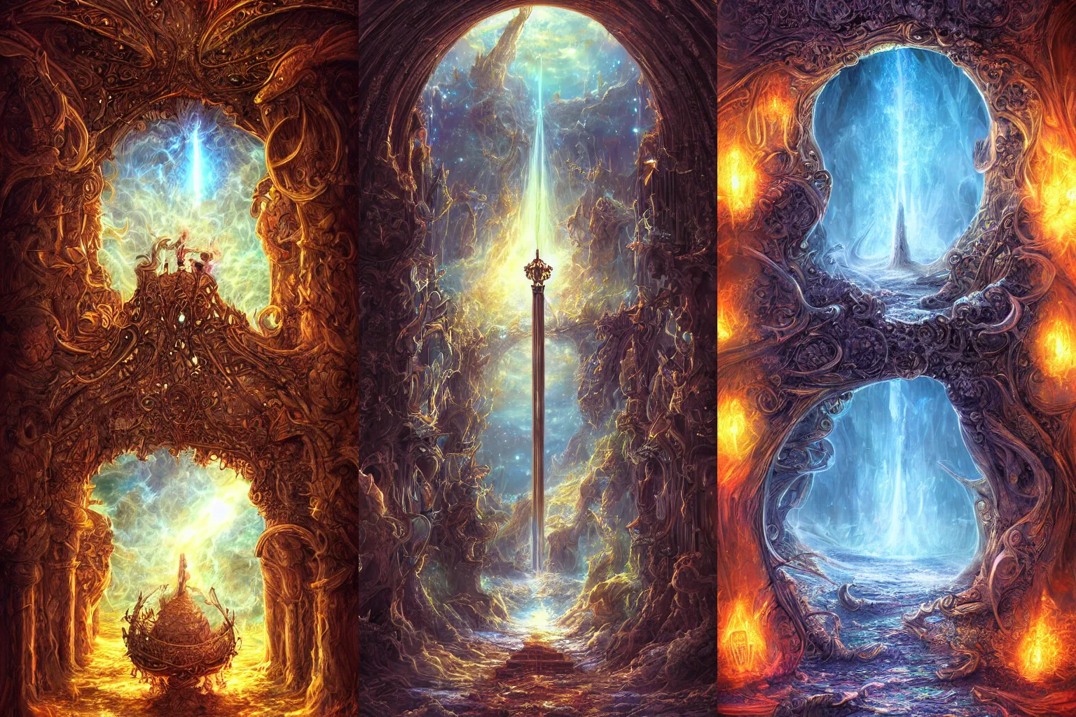 Prompt: the gate to the eternal kingdom of serendipity, fantasy, digital art, hd, detailed.