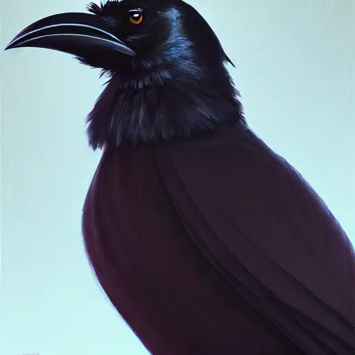 Image similar to portrait painting of a crow - headed sheriff, sharp focus, award - winning, trending on artstation, masterpiece, highly detailed, intricate, studio ghibli, the dragon prince. art by merwild and ernesto irawan and rachel denton