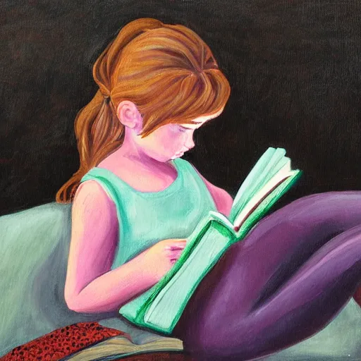 Prompt: painting of girl reading a book by emilywinfieldmartinart