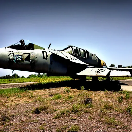 Prompt: derelict A10 warthog jet in the boneyard