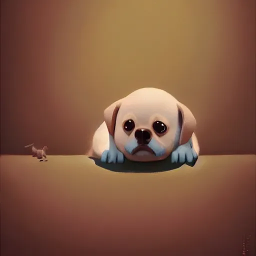 Image similar to goro fujita ilustration a cute puppy at home, painting by goro fujita, sharp focus, highly detailed, artstation