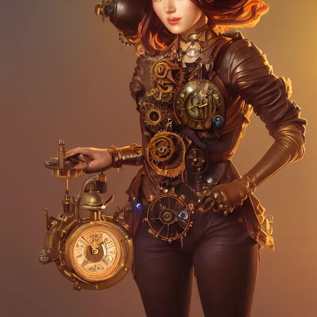 Prompt: portrait of beautiful steampunk girl, clockwork, volumetric lighting, ray tracing, futuristic, sharp focus, vibrant, vivid, symmetry, highly detailed, 4 k digital painting, detailed skin, raytracing, artistic, concept art by artgerm, greg rutkowski, alphonse mucha, unreal engine render,