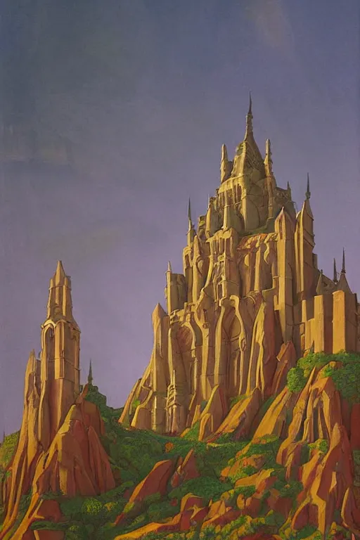 Image similar to painted tower of the queen, by Sylvain Sarrailh and Nicholas Roerich and jean delville and Tyler Edlin, dramatic cinematic lighting , beautiful garden, ornate carved architecture, smooth, sharp focus, extremely detailed