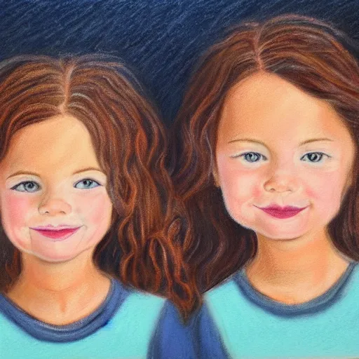 Image similar to a pastel painting of darcey and stacey silva