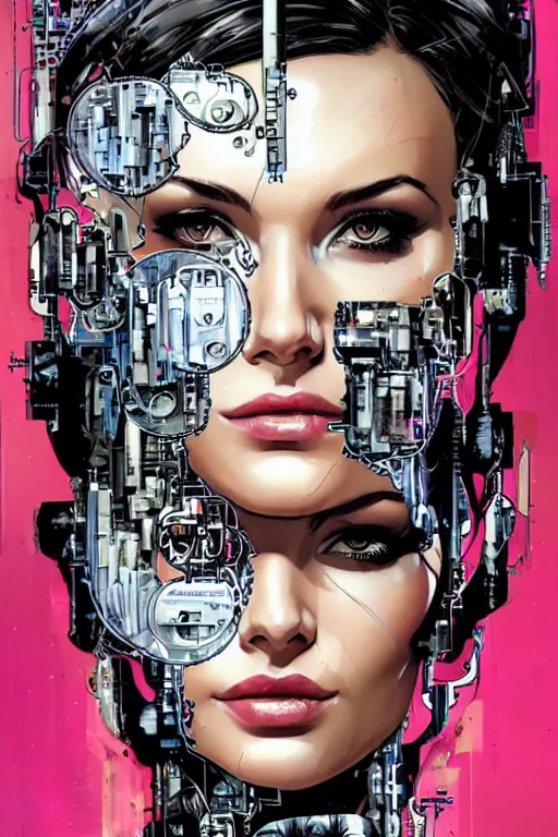 Image similar to a portrait of a beautiful cybernetically enhanced woman, by marvel comics and sandra chevrier