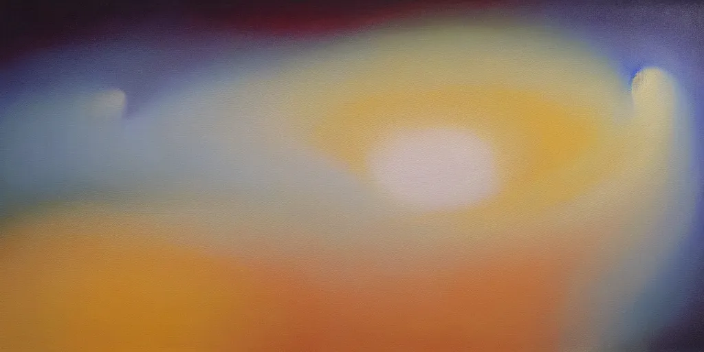 Prompt: the inner structure of quantum reality waves. Oil on canvas. Modern painting. Agnes Pelton. Zao Wou-ki.