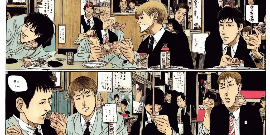 Image similar to “Joe and Hunter Biden eat all of the ice cream in the world” by Junji Ito